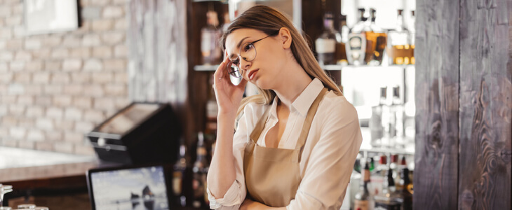 A bartender upset at her wage