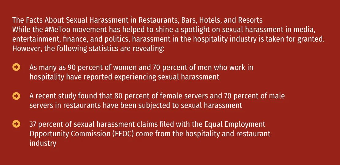The Facts About Sexual Harassment in Restaurants, Bars, Hotels, and Resorts The Facts About Sexual Harassment in Restaurants, Bars, Hotels, and Resorts