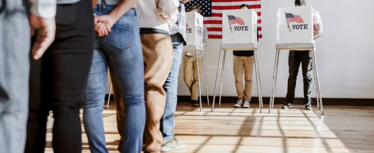 American at a polling booth